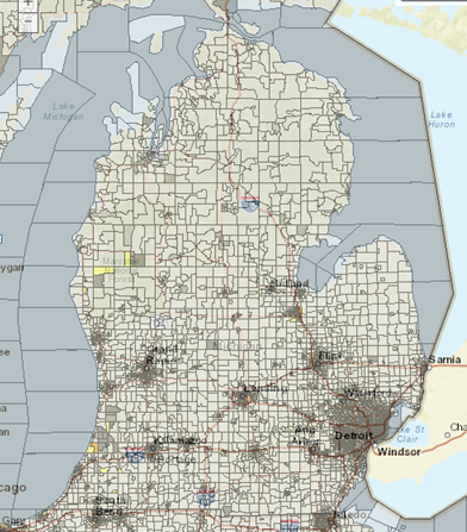 A map of Michigan showing the older homes with lead paint